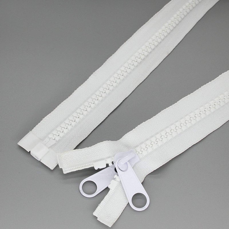 Leekayer 1PCS #10 84 Inch Heavy Duty Zippers for Sewing Separating Large Plastic Zippers White Tape with Double Pull Tab Slider, Sleeping Bag, Boat, Canvas, Cover, Trampoline, Dog Bed,Tent 213cm - Image 4